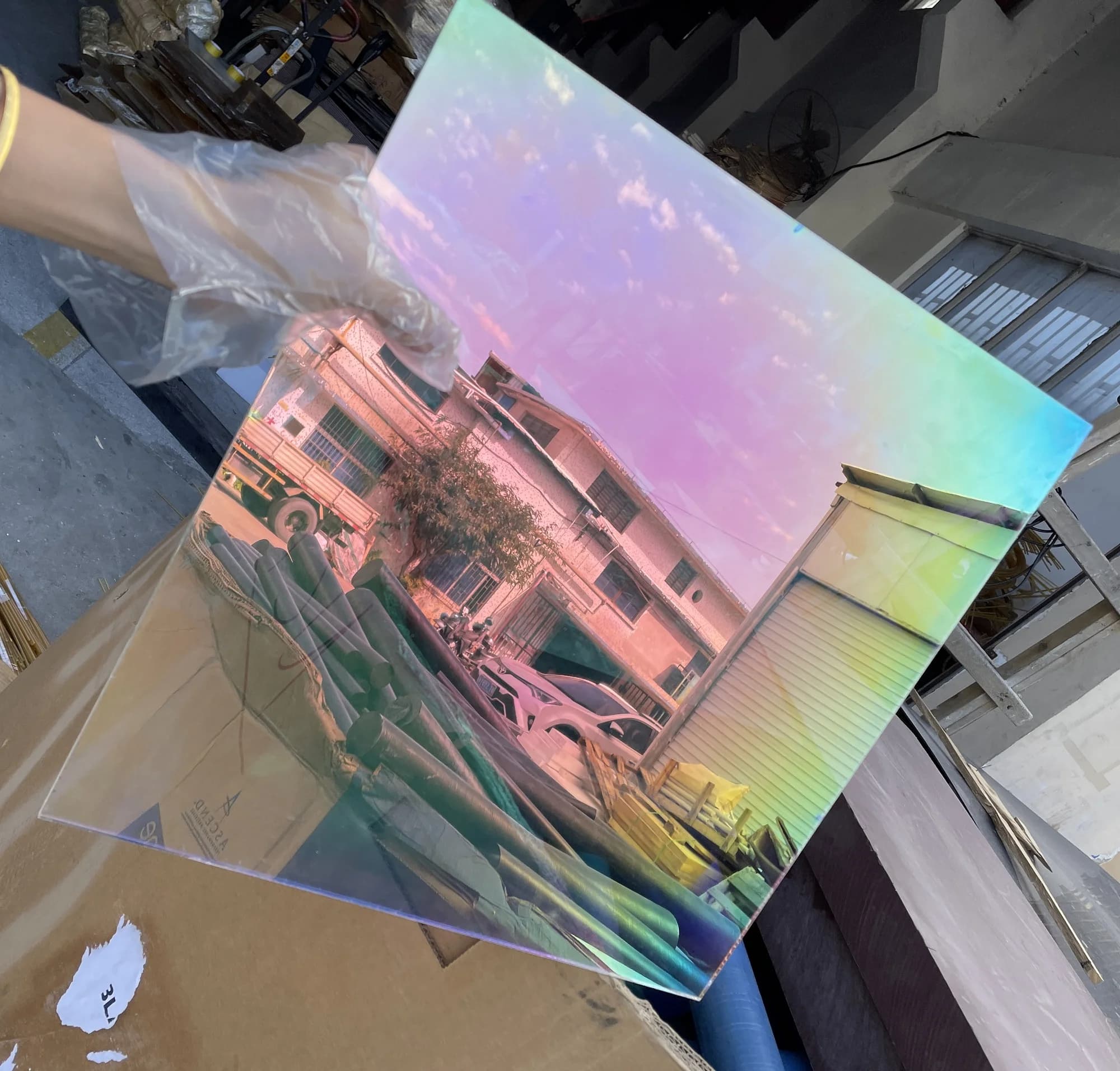 Feuille acrylique arc-en-ciel en plexiglas coloré, feuille irisée, galvanoplastie personnalisée, pan