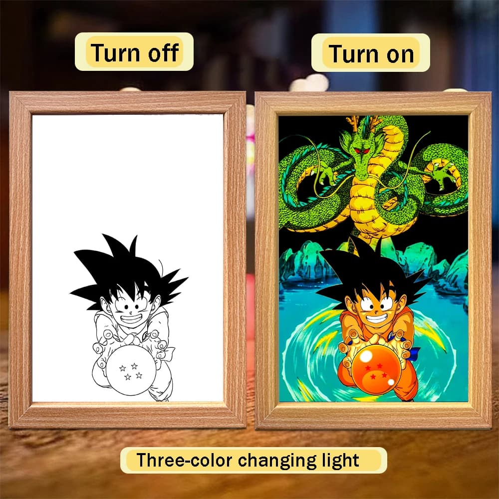Lampe photo cadre Dragon Ball Personnage Anime, Veilleuse LED Goku Vegeta, Décoration de chambre, Ca