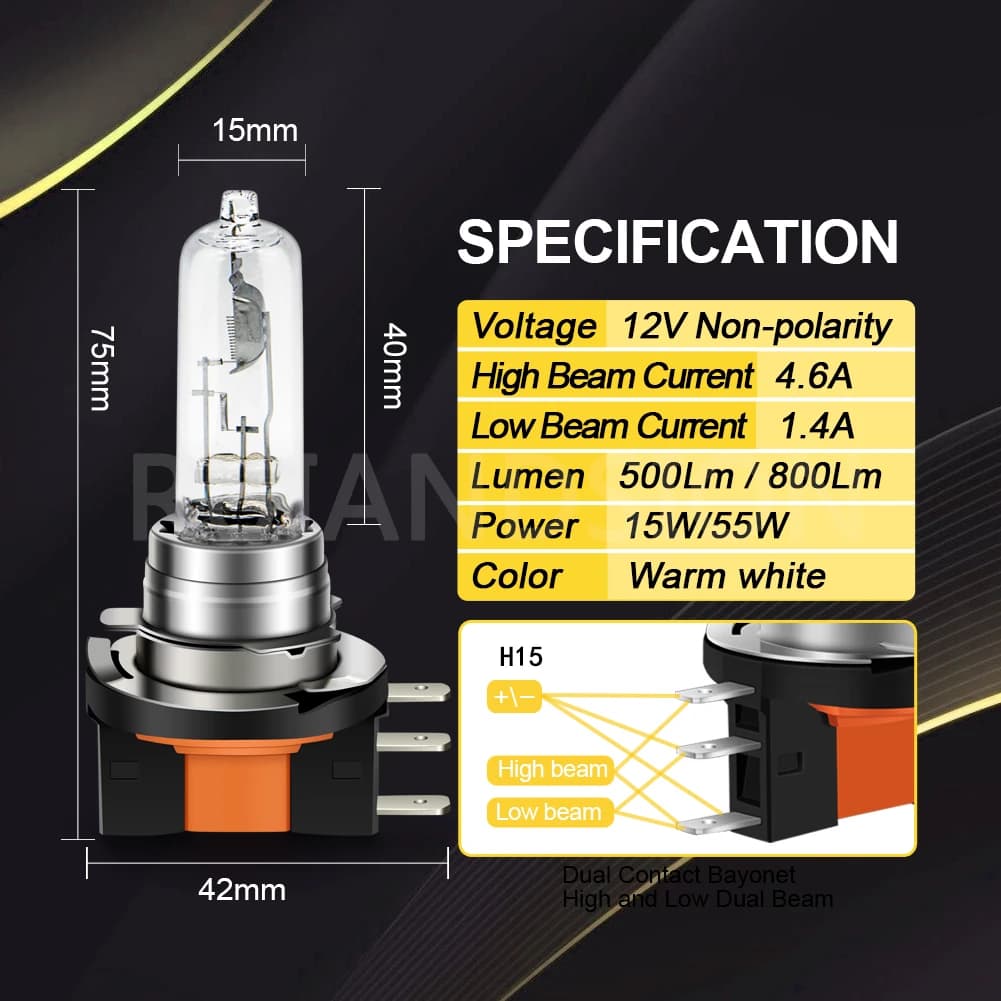 H9B H15 6000K Super Blanc 55W 65W, Lampe Bleu Foncé, Verre à Quartz Clair, Lumière de Sauna Original