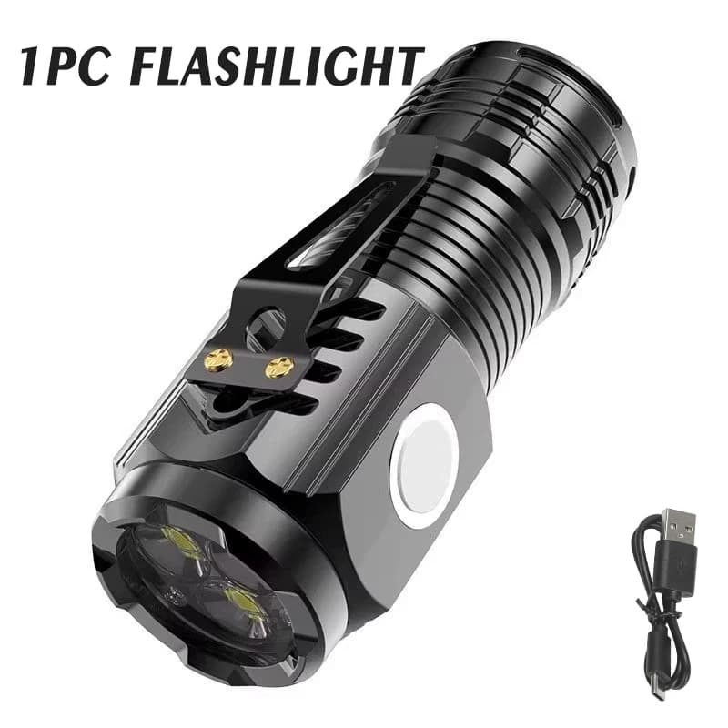 Mini lampe de poche à 3 LED avec clip pour stylo, pour la marche nocturne, luminosité portable, rech