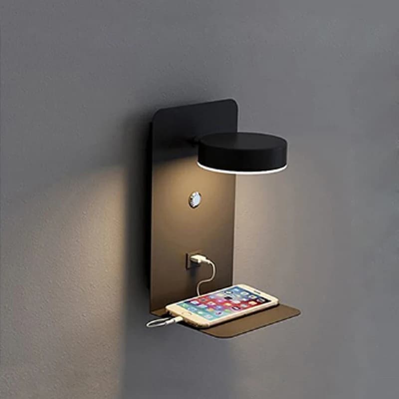 Mur LED lampe avec interrupteur et Port de chargement USB moderne 9W noir blanc allée chambre chevet