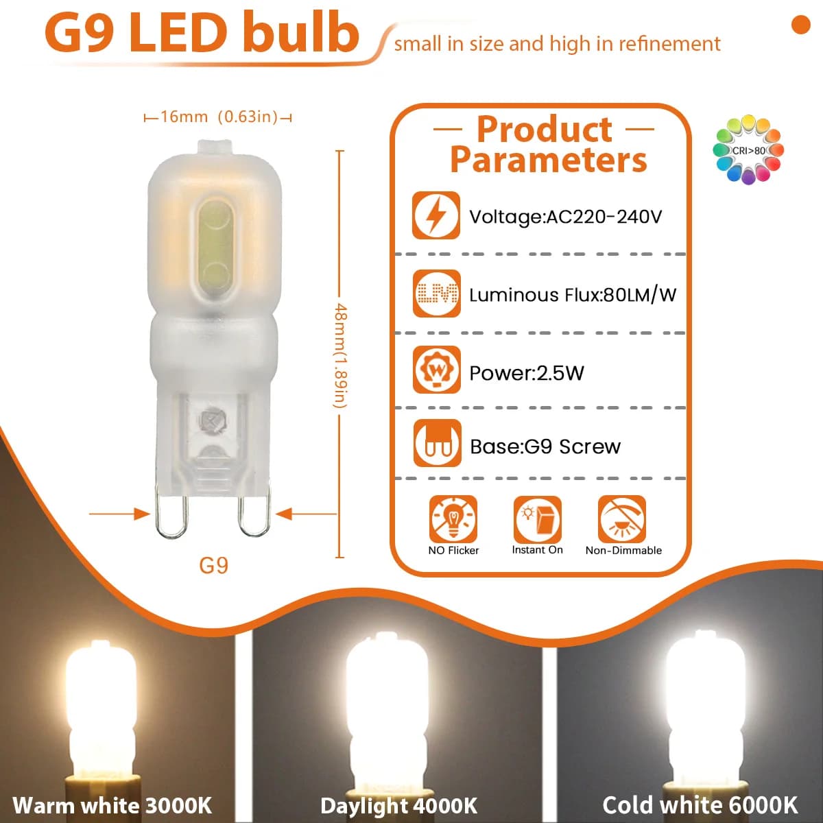 10 pièces G9 LED ampoule doux blanc chaud G9 bi-pin Base ampoules pour lustre AC220-240V 2-4W 360 An