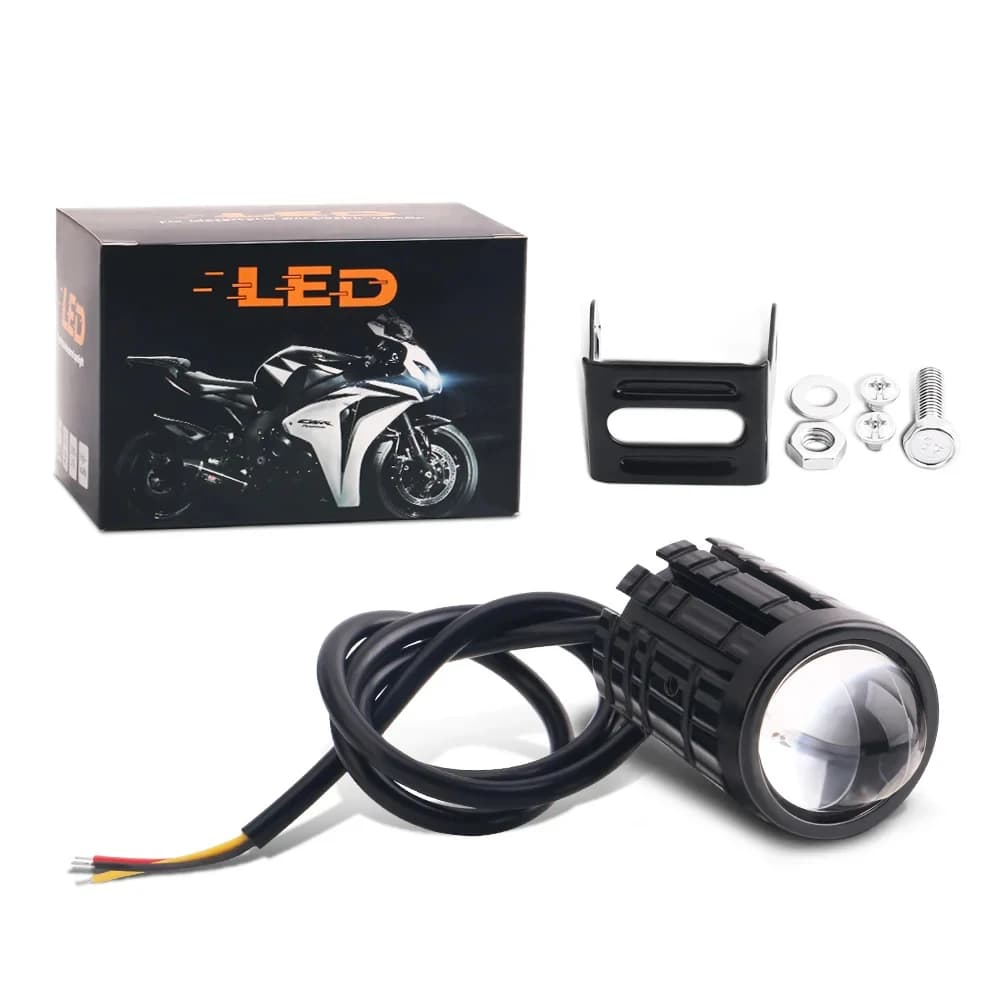 Phare LED pour motos, Mini projecteur, lentille de Scooter ATV, lampe de conduite, projecteurs doubl