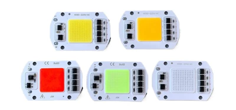 Puce LED 50W AC 220V rouge bleu vert jaune rose COB lampe perle haute tension sans pilote spectre co