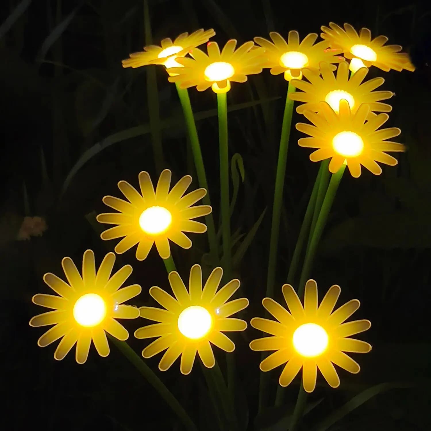 Lampes solaires en forme de marguerite, lumières décoratives d'extérieur à LED avec pétales transpar