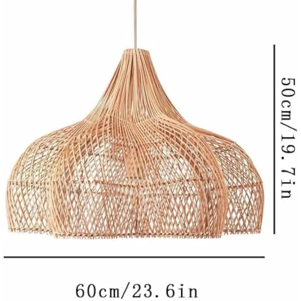 60 cm E27 lustre en rotin tricoté à la main suspension en rotin tissé plafonnier pays en osier rotin