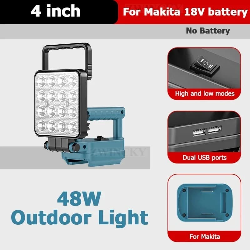 Lampe de travail LED lanterne pour Makita 18V Li-ion batterie lampe de secours lampe de poche torche