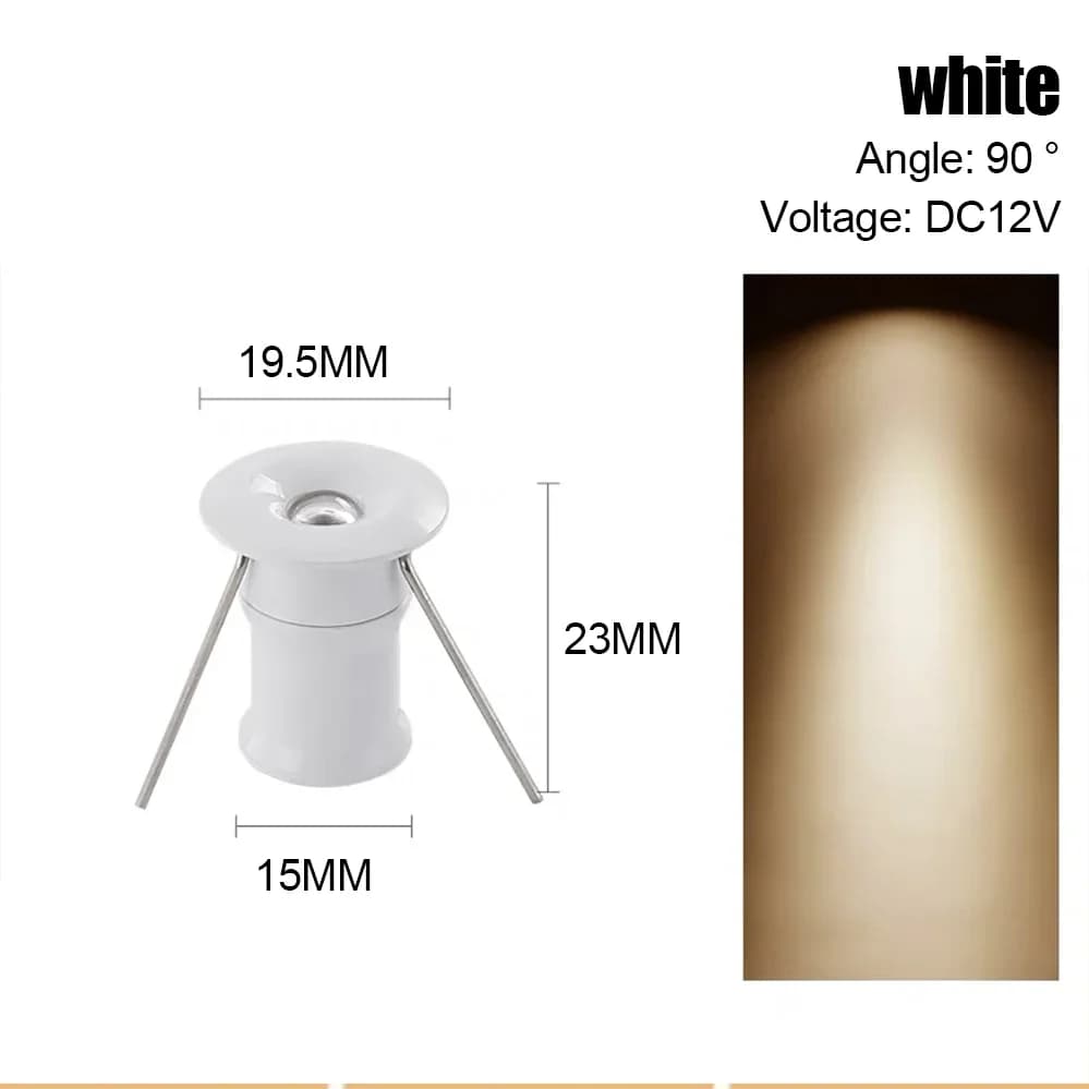 1W Mini projecteur 10mm encastré Spot LED lumières 12V plafond Downlight escalier armoire Spots lamp