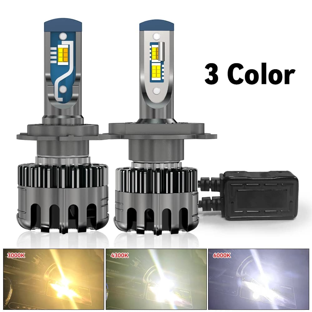 Ampoules LED H4 pour feux antibrouillard, remplacement halogène, phares LED H7, 6000K 4300K 3000K, 3