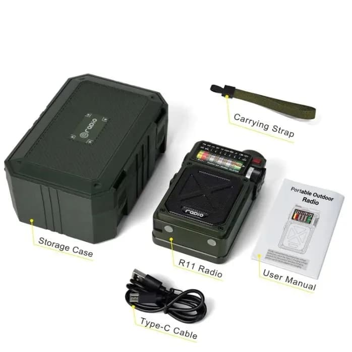 Ociamo à manivelle d'urgence solaire extérieure, radio USB vintage portable, AM, FM, SW, radio plein