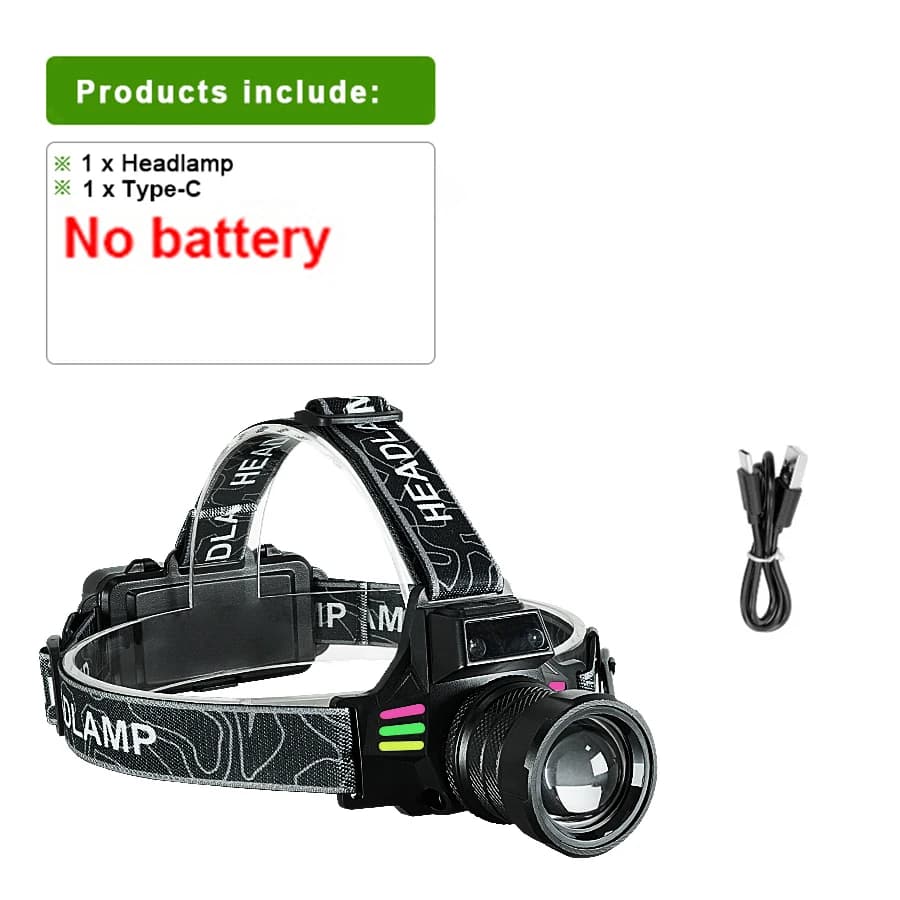 Lampe frontale Super lumineuse, la plus puissante, longue portée, capteur, haute puissance, avec lum