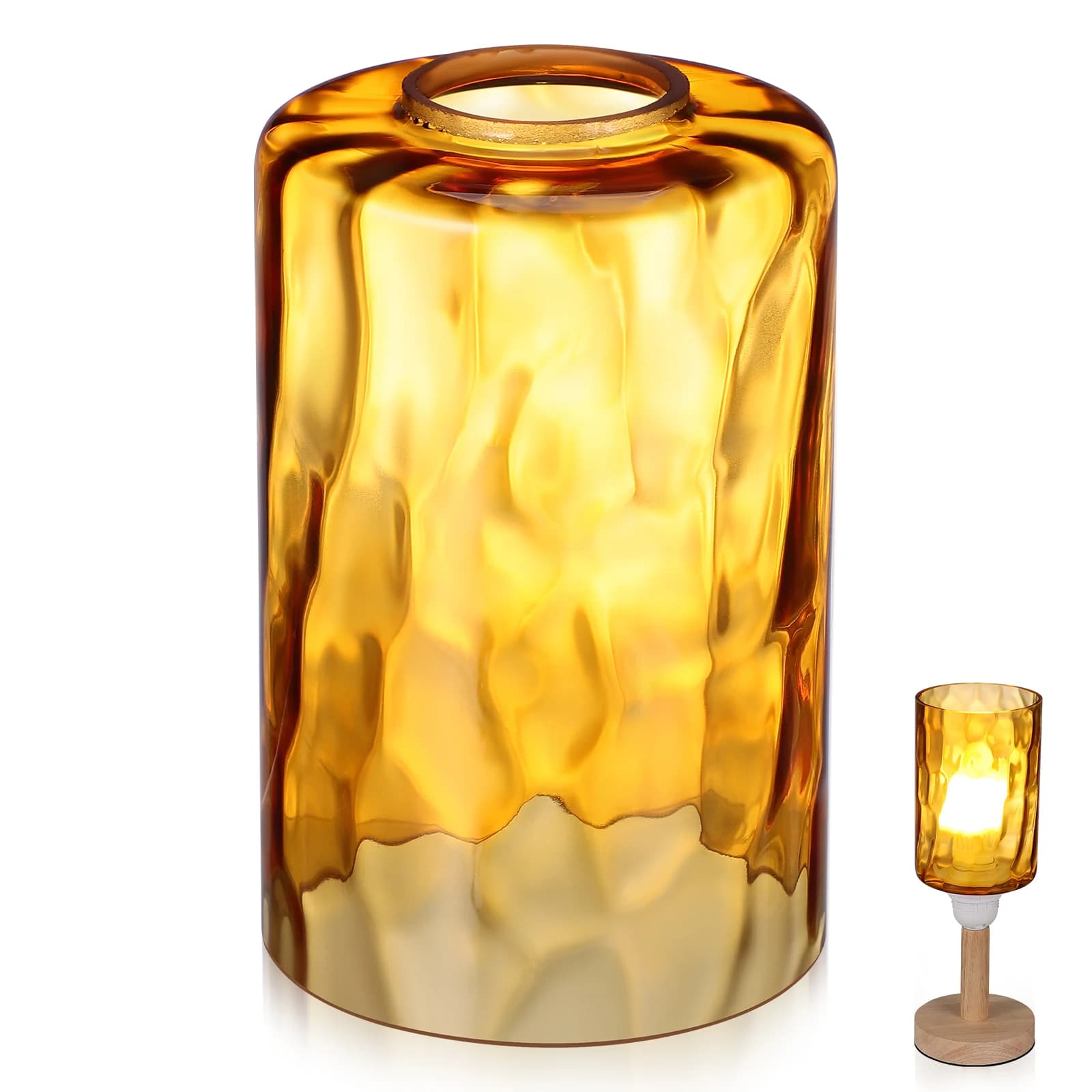 Abat-jour suspendu en verre à Texture de pierre, cylindre décoratif, couvercle d'abat-jour pour lumi