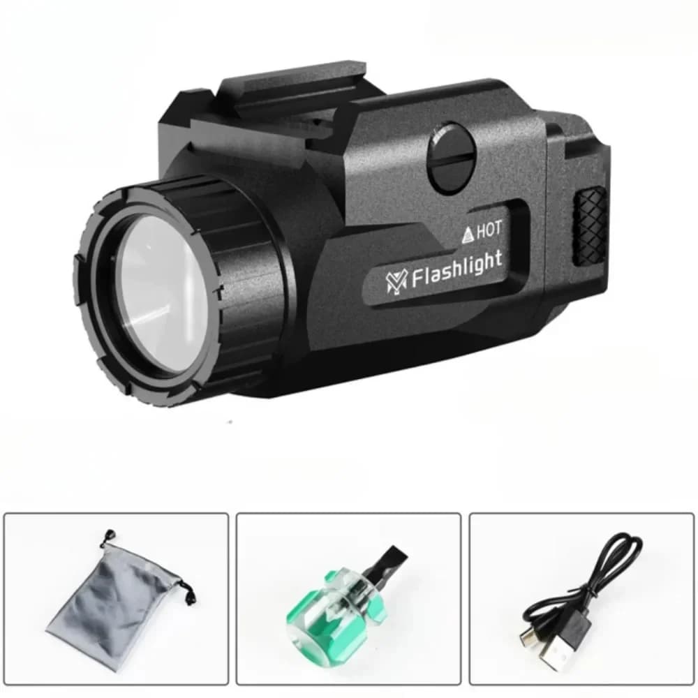 Lampe de poche tactique LED 800 Lumens, lumière stroboscopique en métal, Rechargeable par USB, avec 