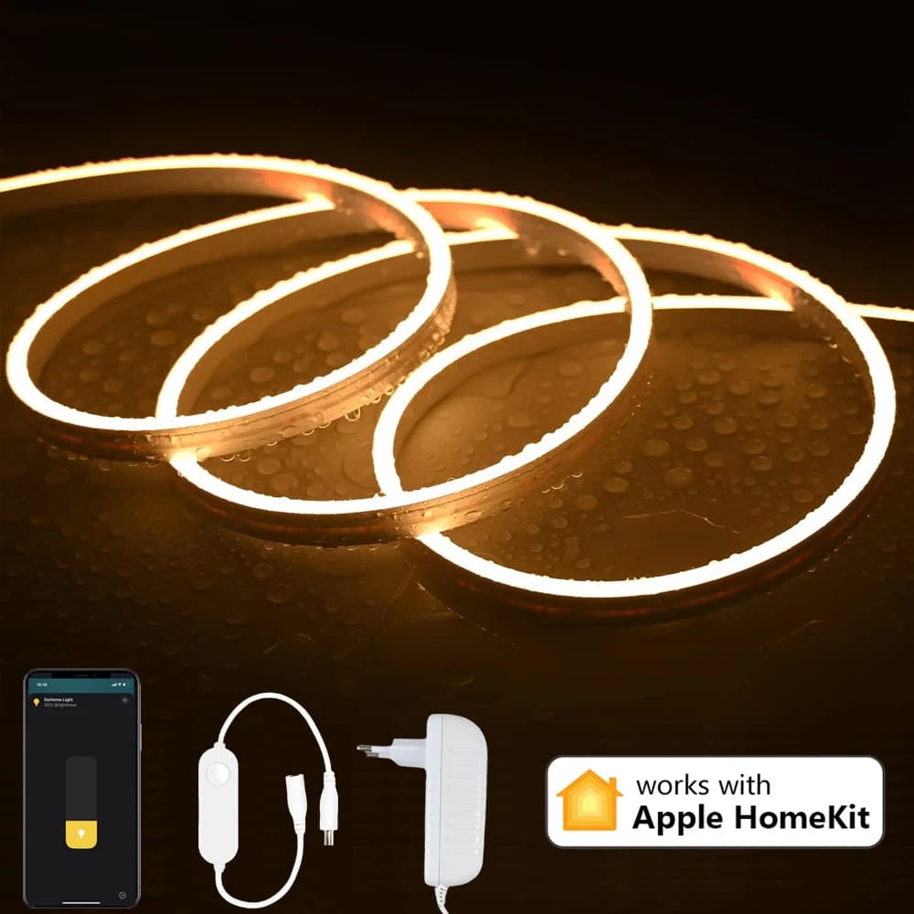 Homekit-Bande lumineuse LED néon étanche à intensité variable, lampe flexible, Wi-Fi, blanc chaud, c