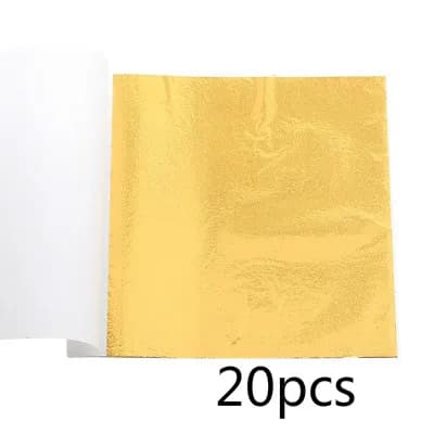 20/60 PCS 8x8cm Feuilles d'or pur brillant pratiques pour dorure de lignes de meubles, artisanat mur