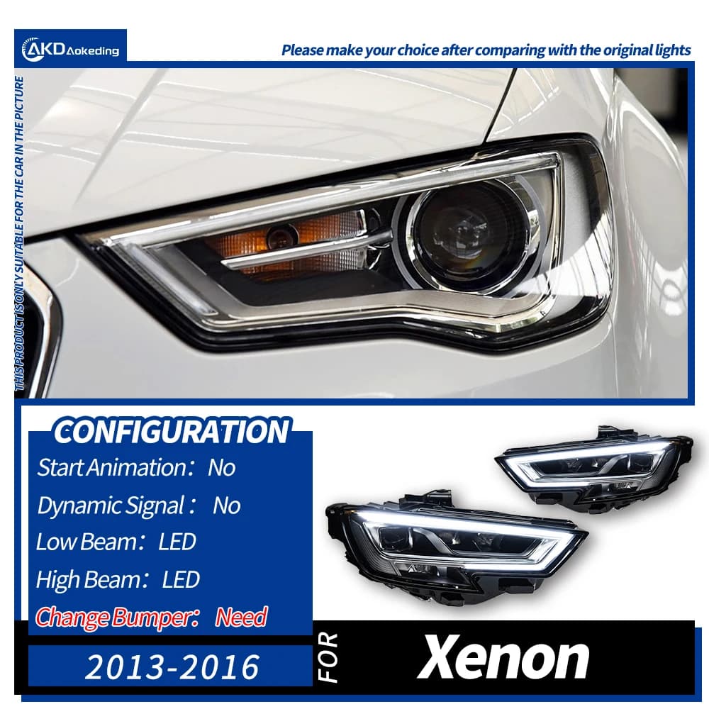Voiture pour Audi A3 8V 2013-2021 S3 RS3 berline hayon phares Drl Hella Led Bi xénon ampoule antibro
