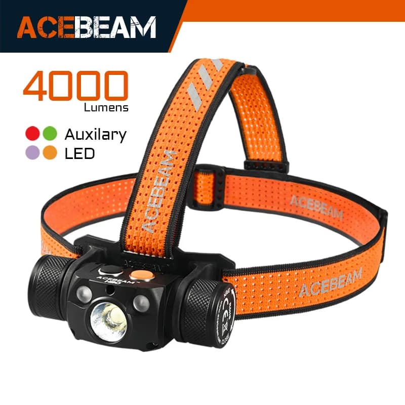 Acebeam H30 Lampe frontale ultra lumineuse 4000 lumens USB-C rechargeable disponible en options LED