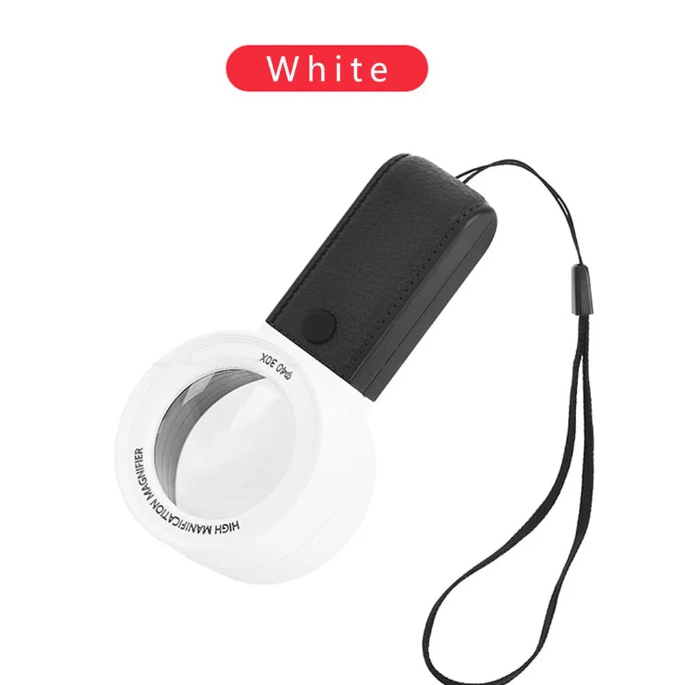 Loupe 30X avec lumière LED professionnelle, lunettes optiques à Double couche, Loupe portative pour