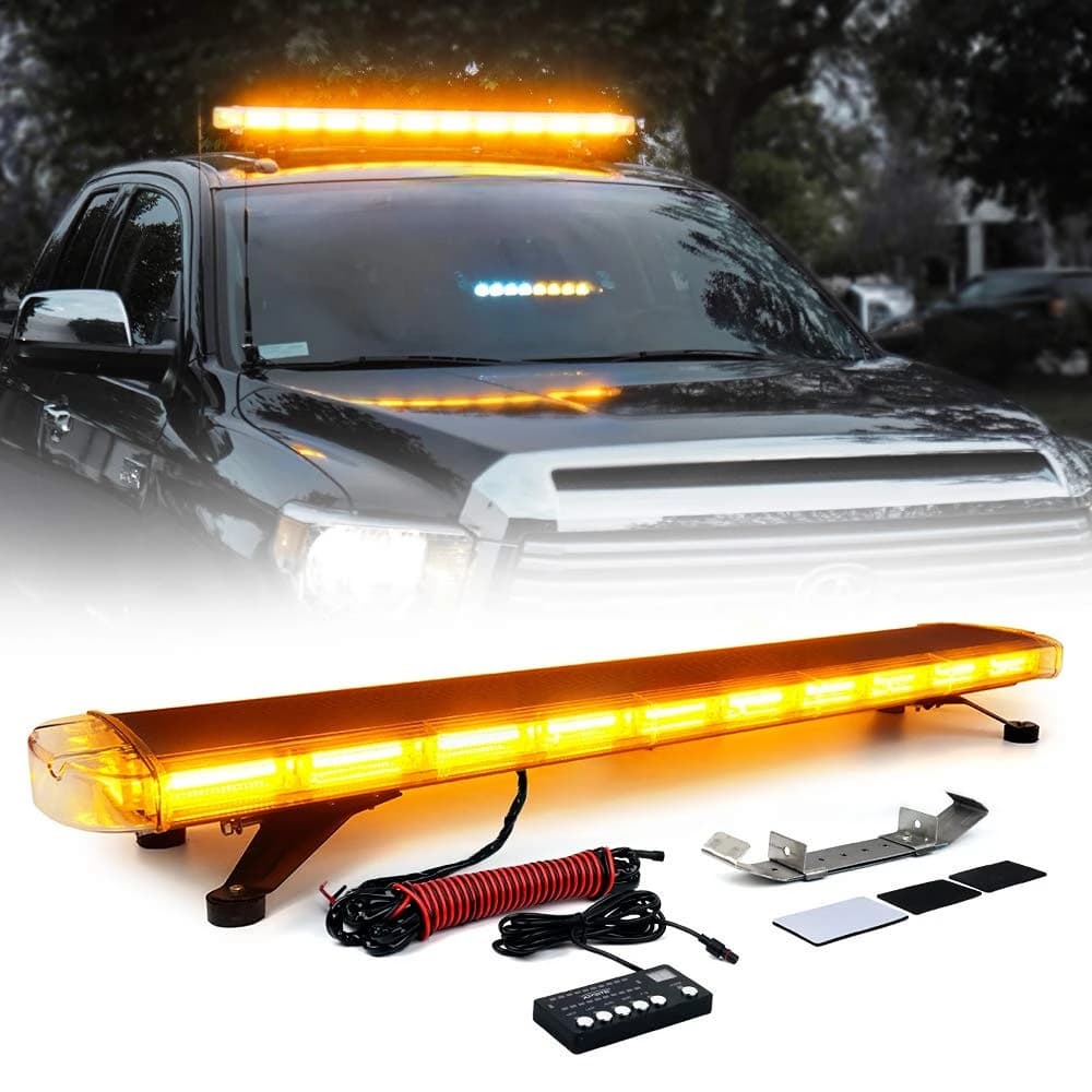 Barre lumineuse stroboscopique pour toit de voiture, 88 LED ambrées, 220W, 47 "COB, 28 modes, super 