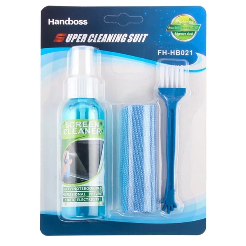1 ensemble de kit de nettoyage d'écran avec chiffon et liquide nettoyant, adapté aux téléviseurs LCD