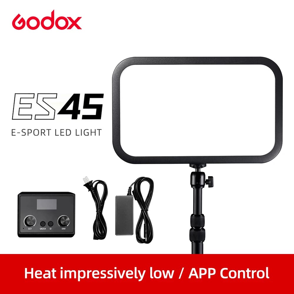 Godox – lampe LED e-sports ES45, Kit 2800K-6500K, tige de montage avec application et télécommande, 