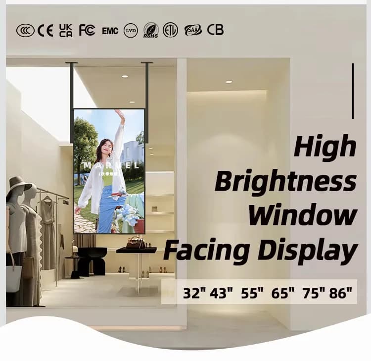 Affichage numérique LCD tactile suspendu au plafond haute luminosité 4K pour magasin de détail, écra