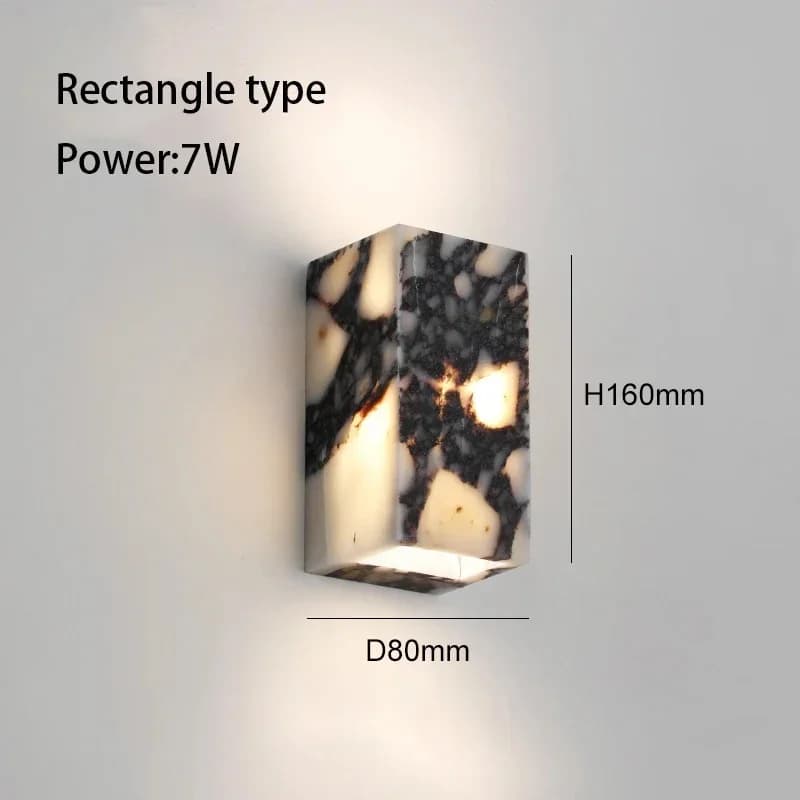 Lampes murales en marbre naturel espagnol chevet intérieur mur LED luminaires carrés pour salon coul
