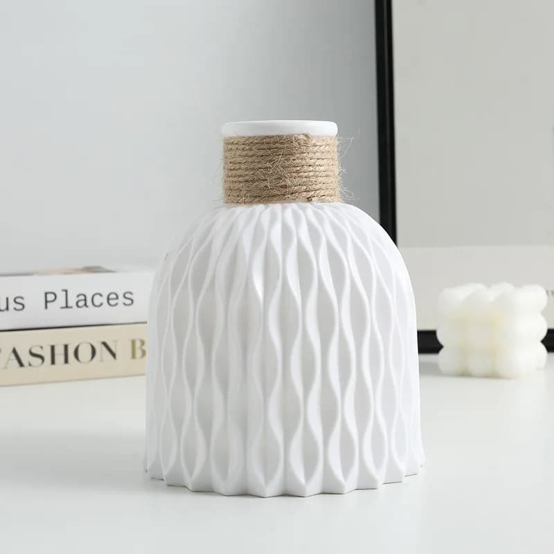 Vase de décoration scandinave (1 pièce) – Style ondulation d'eau, ficelle en plastique, petit Vase d