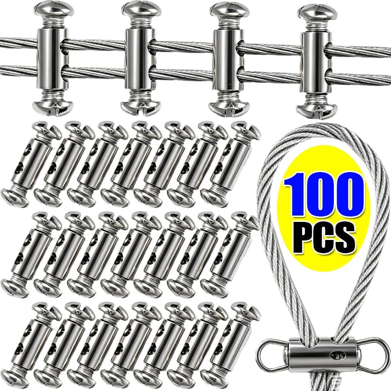 100/10 PCS Serre-câbles en acier à double trou, avec vis de réglage croisée, fixation métallique pou