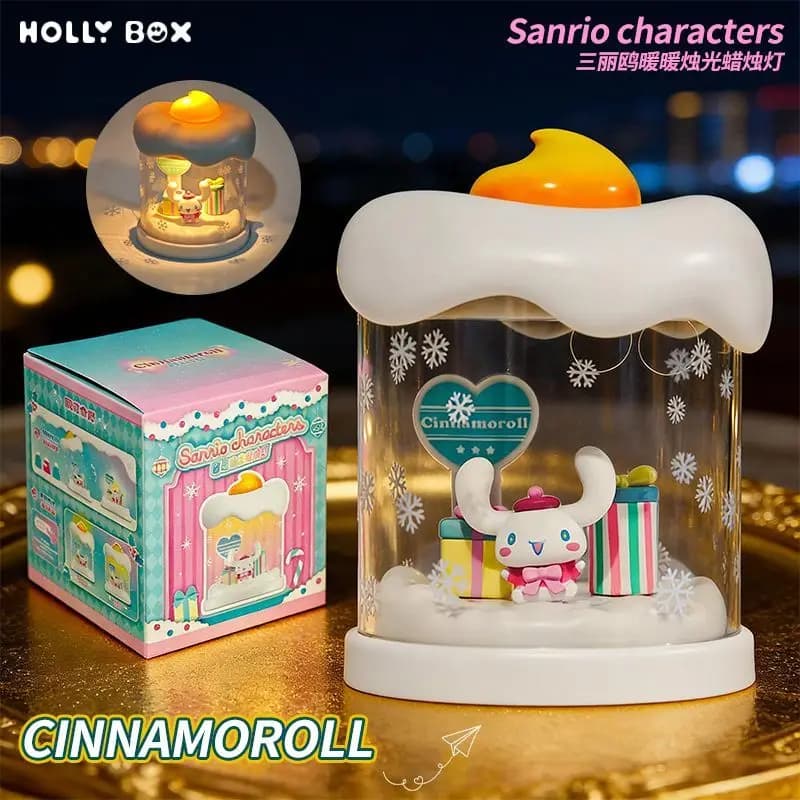 Lampe à bougie avec personnages Sanrio authentiques, veilleuse Hello Kitty, My Melody, Cinnamoroll, 