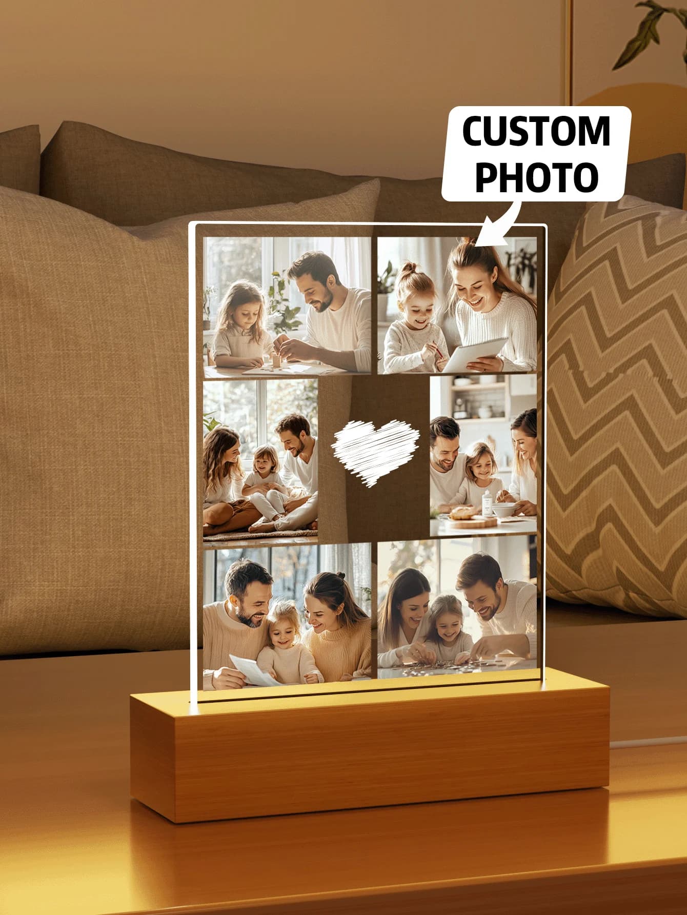 1pc veilleuse Led photo personnalisée, veilleuse acrylique personnalisée avec photos et texte, lumiè