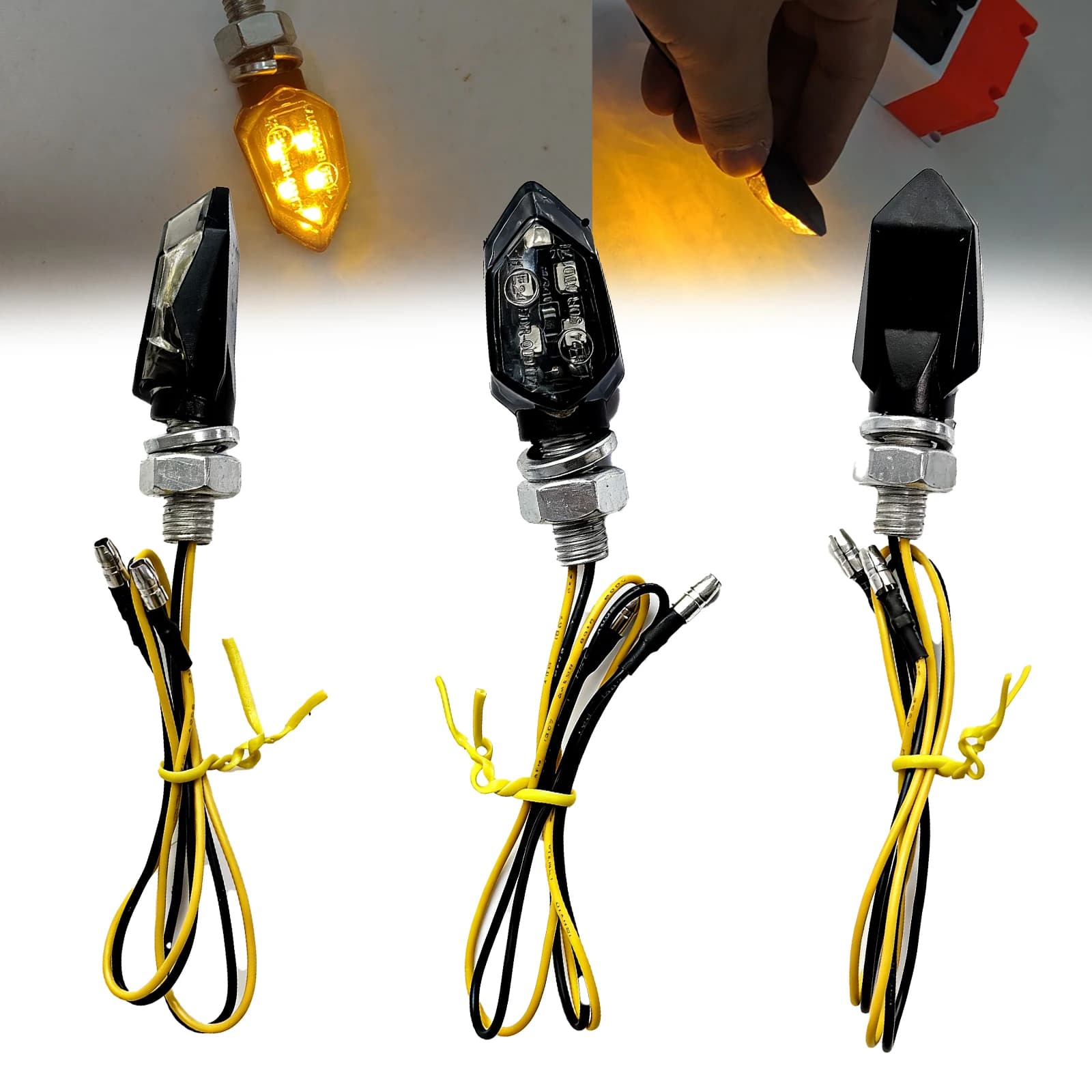 Mini indicateurs LED universels pour motos, ambre, clignotant Super lumineux, lampe pour moto