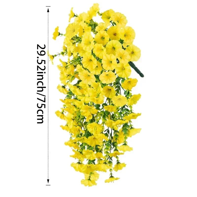 Fleurs suspendues artificielles durables de gloire du matin, fausse guirlande résistante aux UV pour