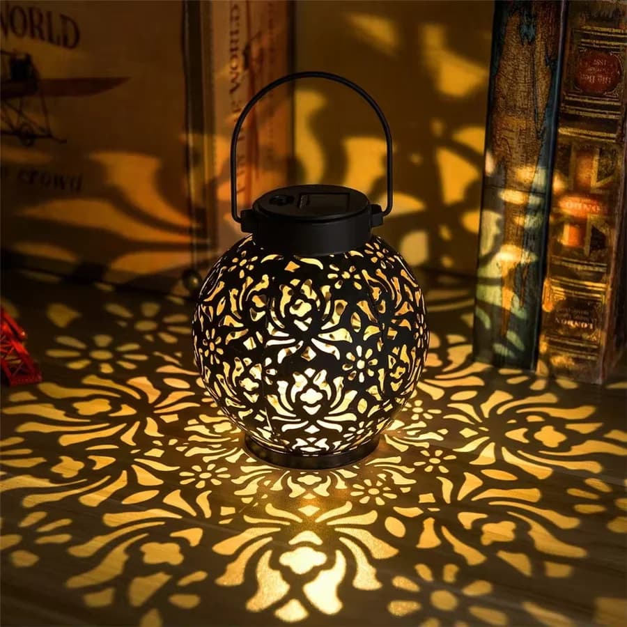 Lampe solaire d'extérieur étanche à LED en forme de pivoine, lampe de projection en fer forgé pour c