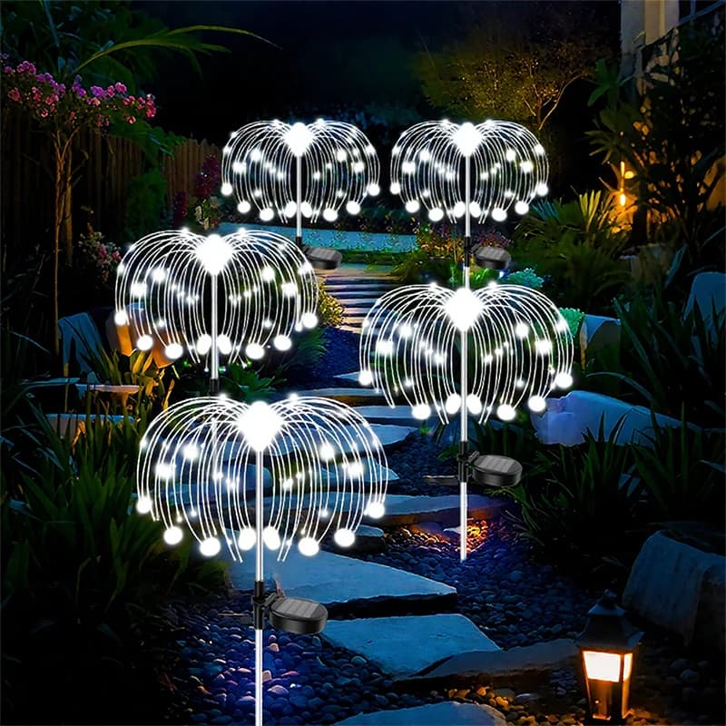 Feu d'artifice solaire lumières LED extérieures étanche voie solaire pissenlit lampe pour jardin cou