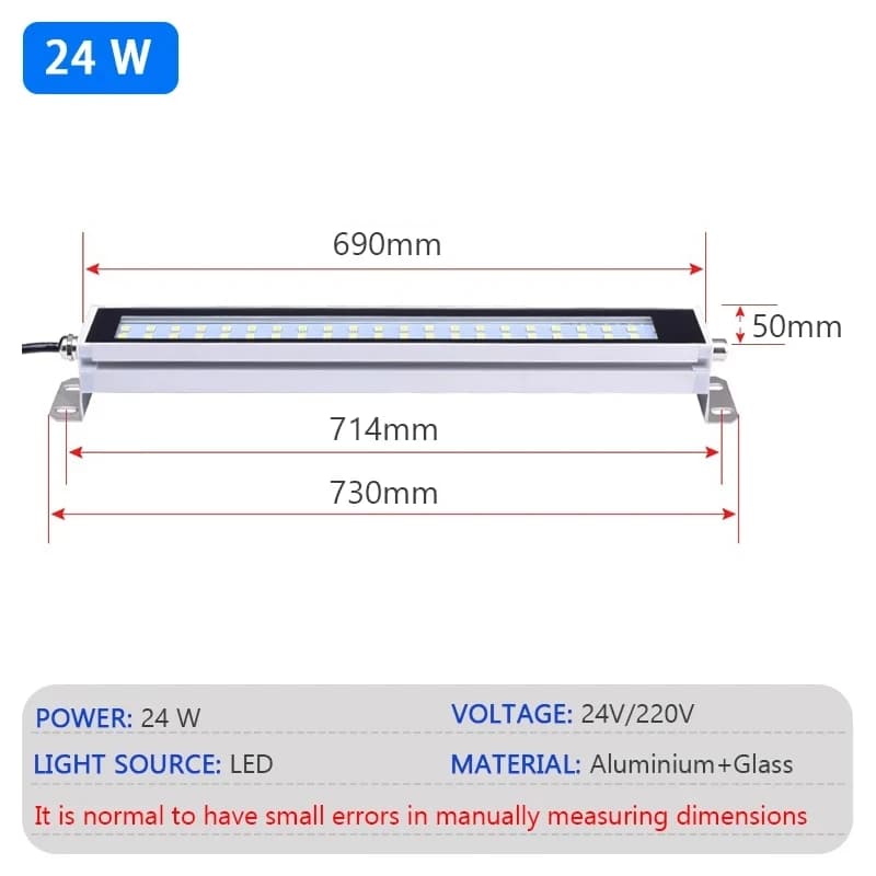 Lampe LED pour tour CNC 24~230V IP67, éclairage de travail pour machine-outil, étanche, résistante à