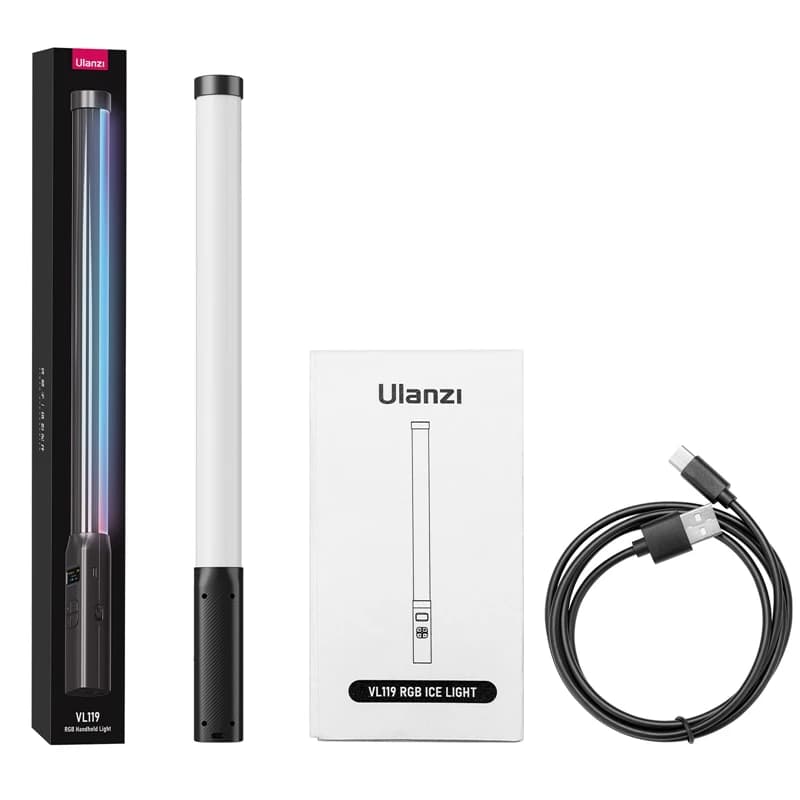 Ulanzi VL119 RGB bâton lumineux portatif baguette Tube LED lumière vidéo CRI 95 + 2500K-9000K 2000mA