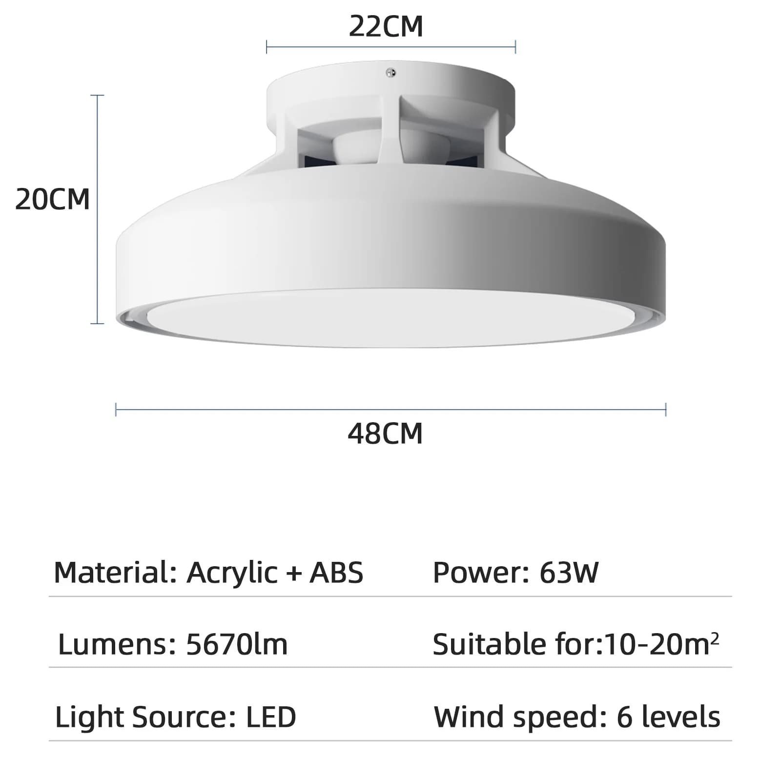 IRALAN ventilateur de plafond avec lumière Simple sans pale de ventilateur ventilateur électrique ve