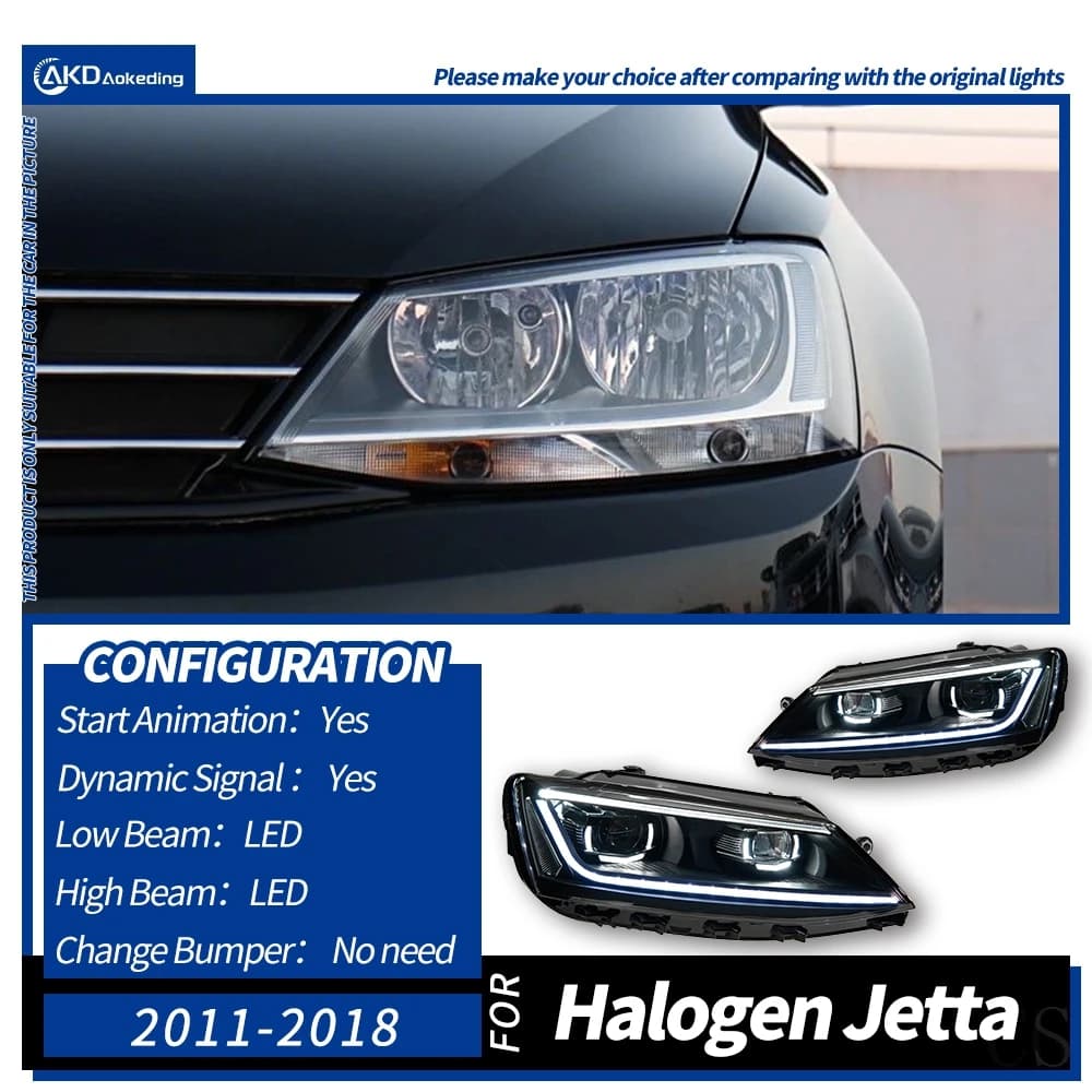 Lampes de sauna à LED pour VW Jetta MK6, lampe frontale, style de voiture, signal DRL, lentille de b