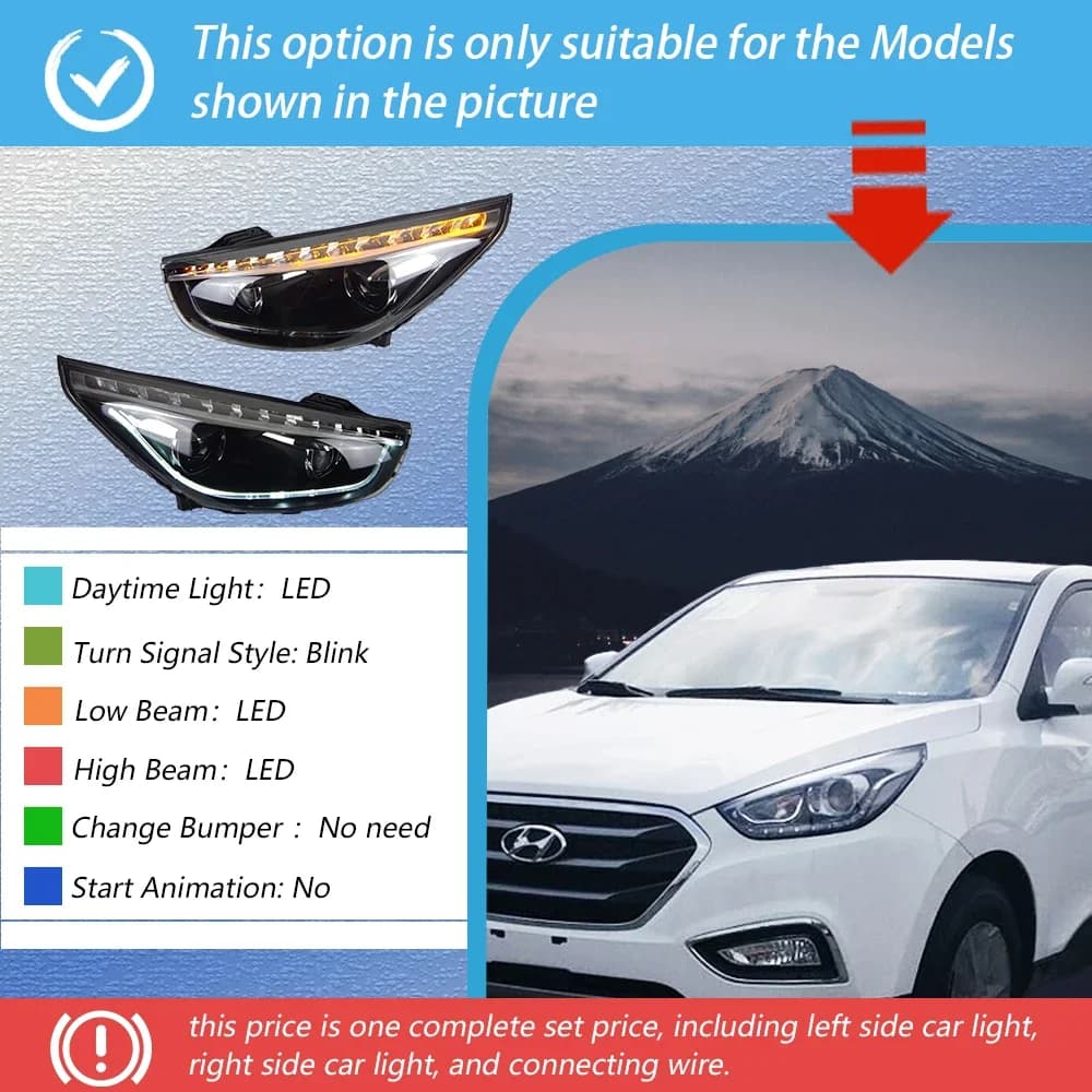 Phares de voiture pour Hyundai Ix35 2010-2017 – Kit de modernisation LED haute performance avec lent
