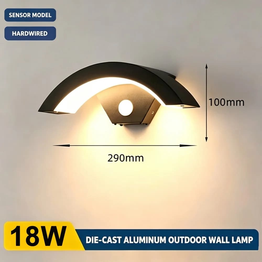 Lampe murale extérieure à détecteur de mouvement LED IP65 en aluminium, étanche, éclairage mural mod