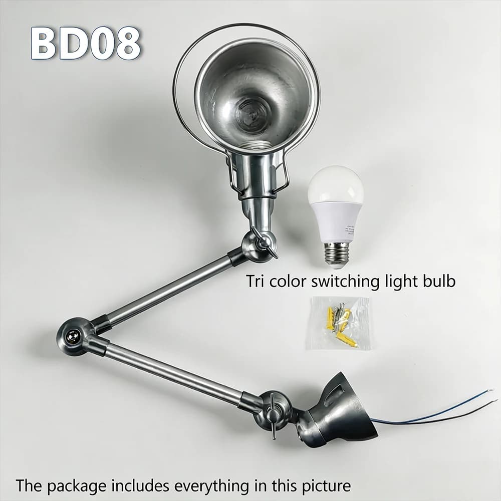 Lampe murale industrielle rétro à bras long réglable - Luminaire en métal pour chambre à coucher, sa