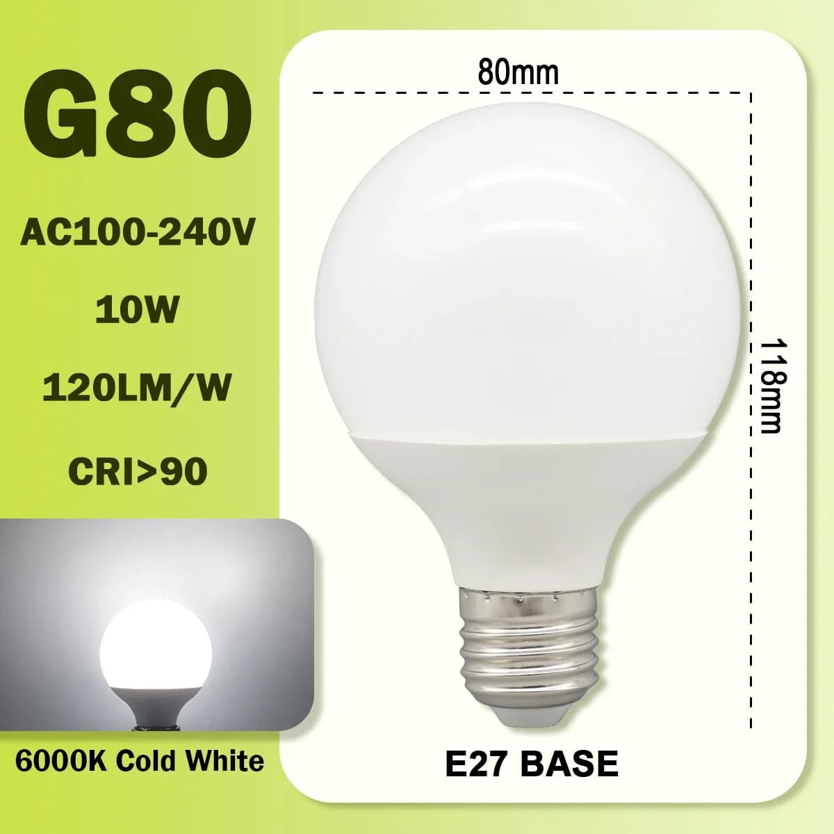 Ampoule LED E27 10W 15W 18W AC 220V 127V G80 G95 G120, 1 à 6 pièces, lampe à économie d'énergie, amp
