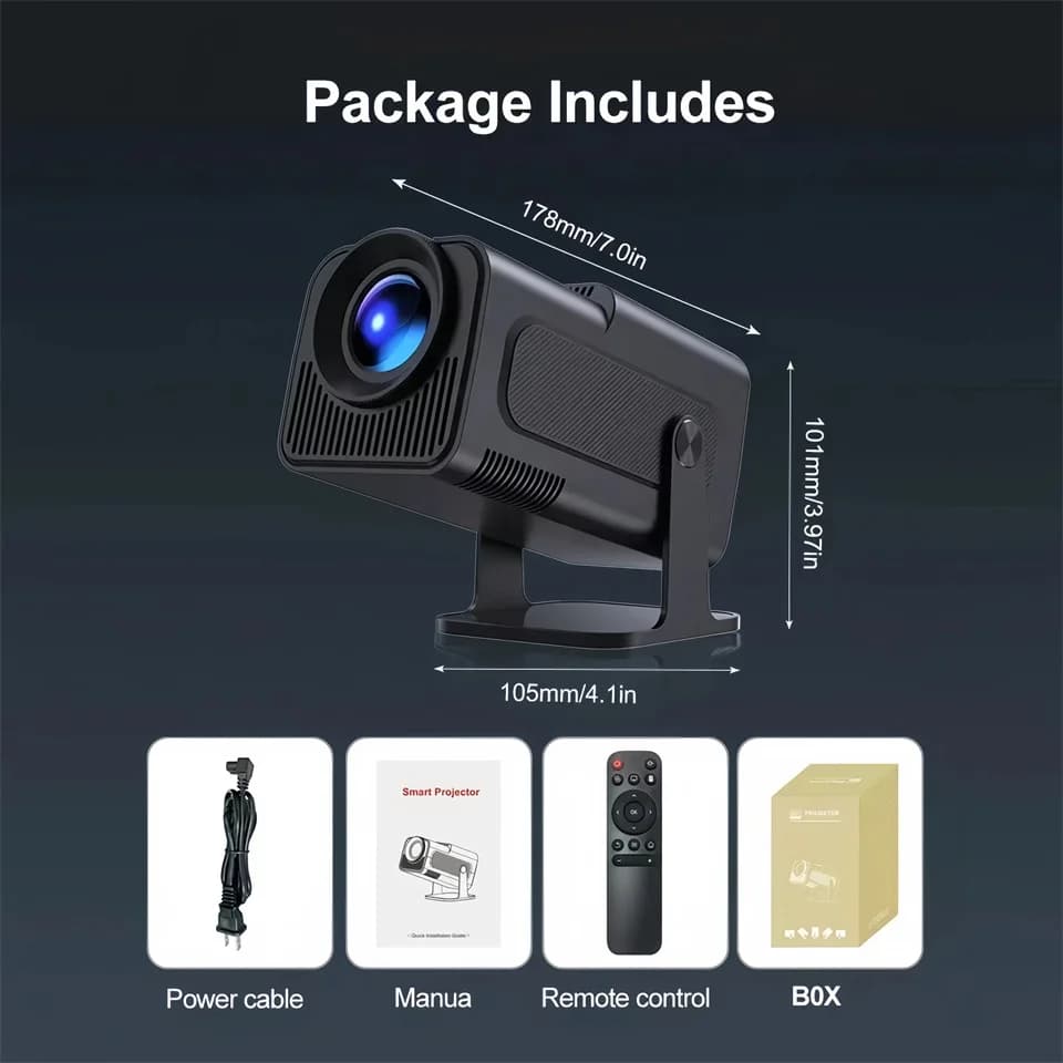 Projecteur KaiAqua HY320mini Android 11 390ANSI HD 4K Natif 1080P Double Wifi6 BT5.0 Niveau Cinéma P