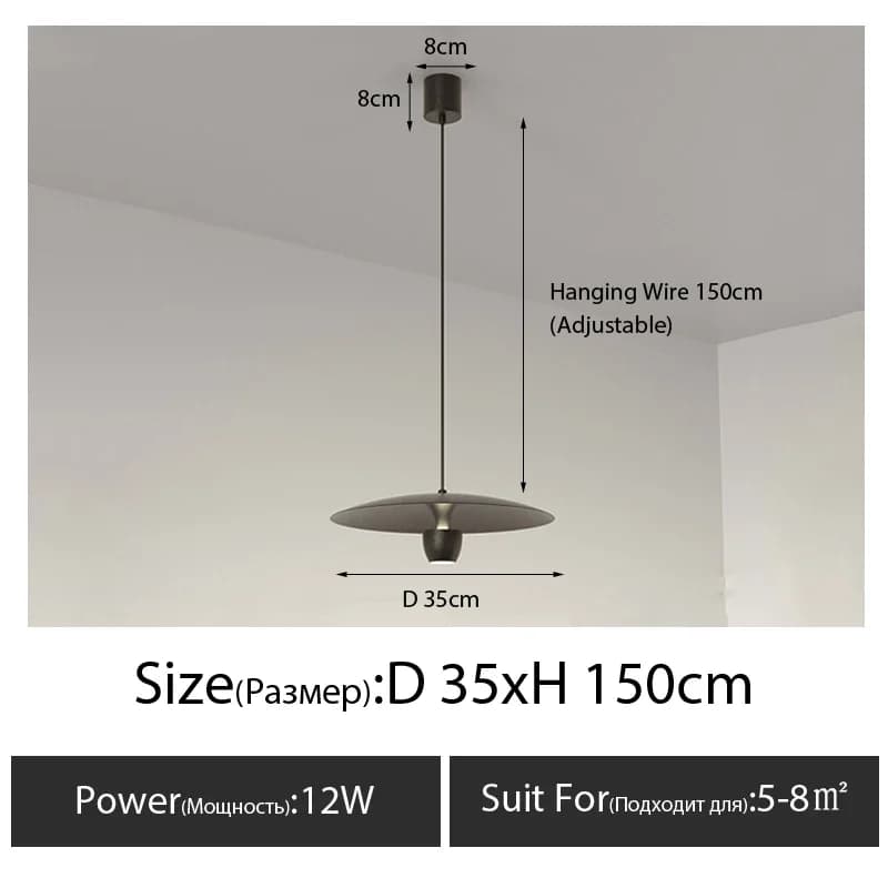 Plafonnier LED suspendu au design minimaliste moderne, luminaire décoratif d'intérieur, idéal pour u
