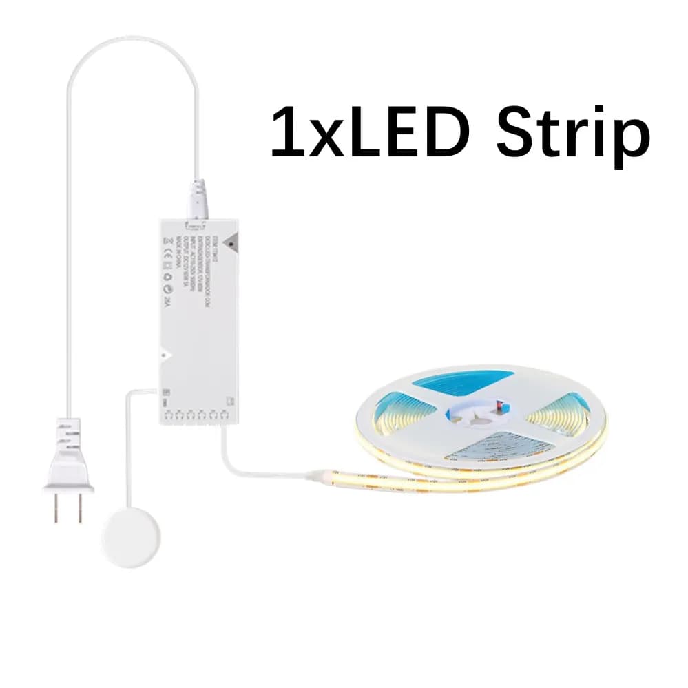 Bande lumineuse LED COB pour armoire, 12V DC, interrupteur tactile encastrable pour bois, variateur 
