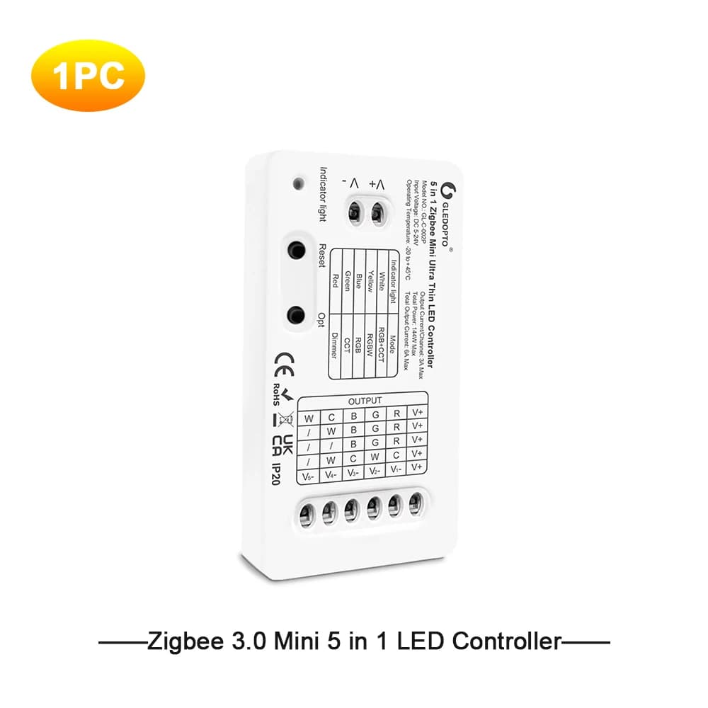 Gledopto Smart DC5-24V Pro Mini 5 en 1 Super mince Zigbee RGBCCT/RGBW/RGB/WWCW/gradateur LED de cont
