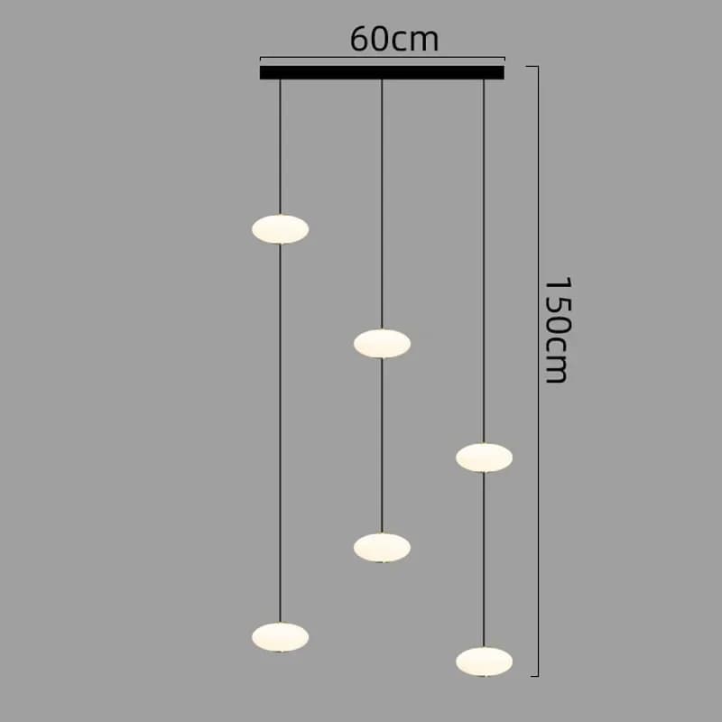 Art moderne Villa cage d'escalier creux LED lustre minimaliste noir rond escalier lampes suspendues 