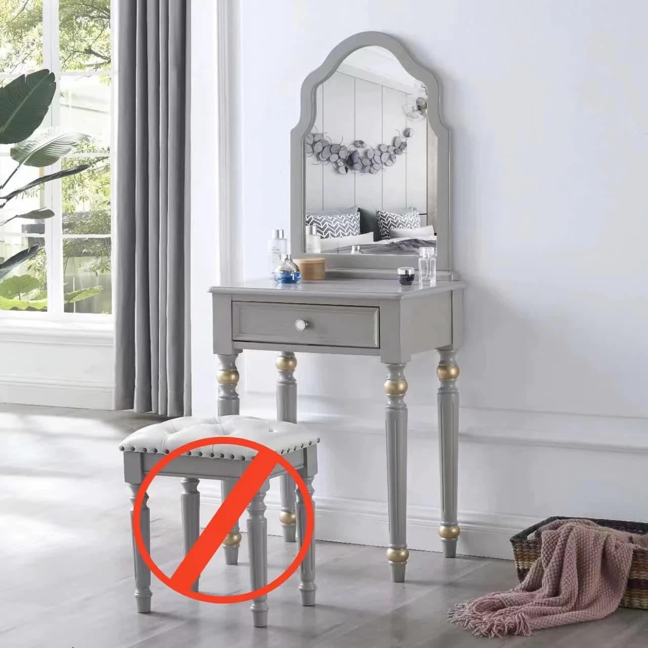 Petit miroir coiffeuse tabouret blanc salon coiffeuse moderne Design filles Penteadeira De Maquiagem