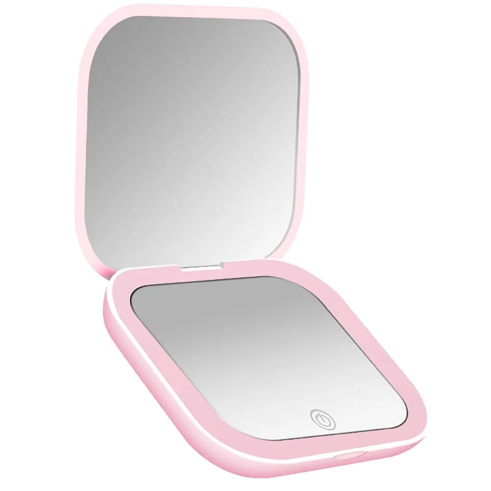 Miroir de maquillage miniature éclairé par LED, miroir de vanité portable de poche avec fonction gro
